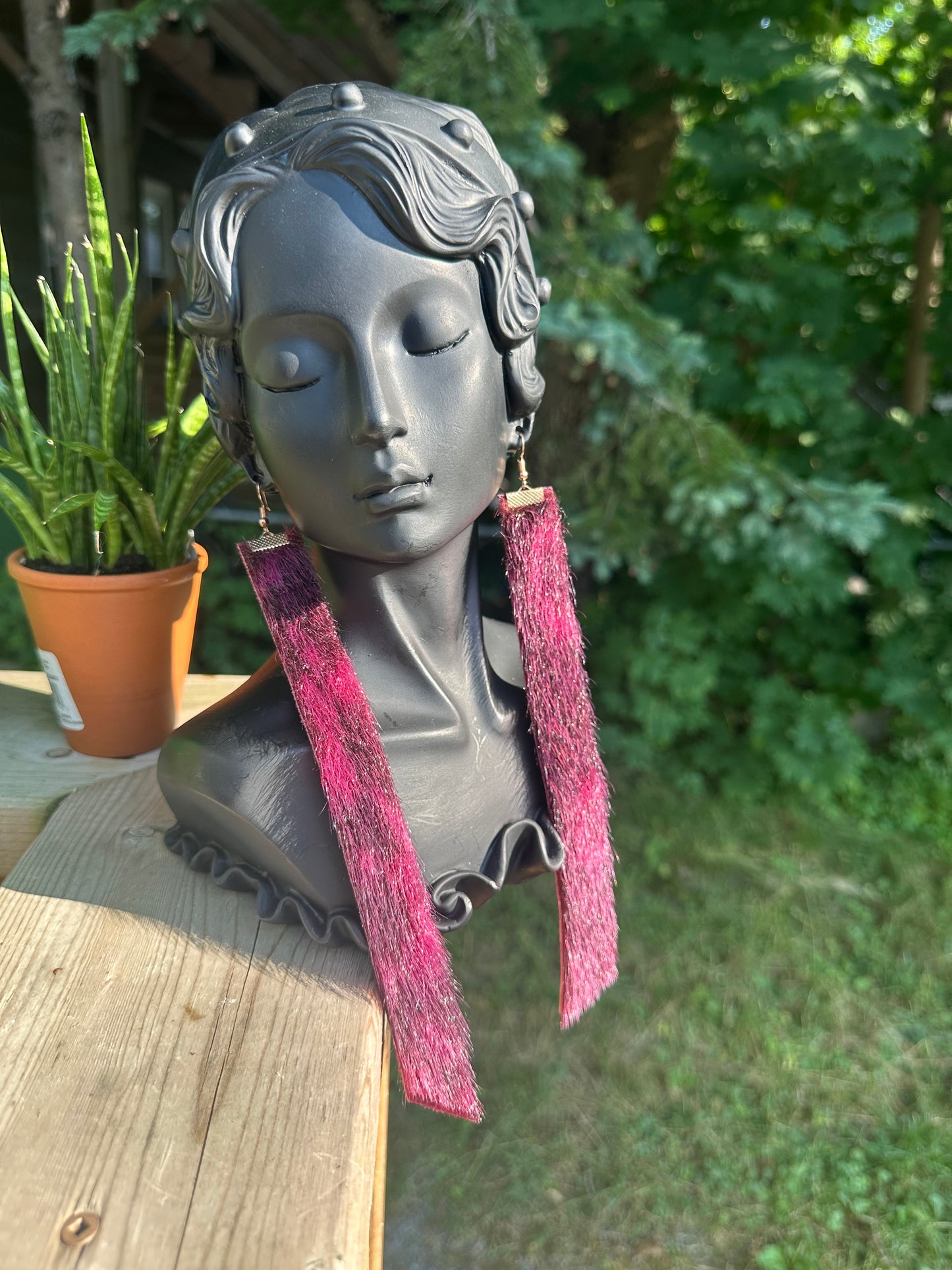 Sealskin strip earrings