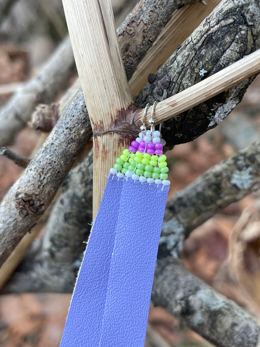 Lilac leather earrings