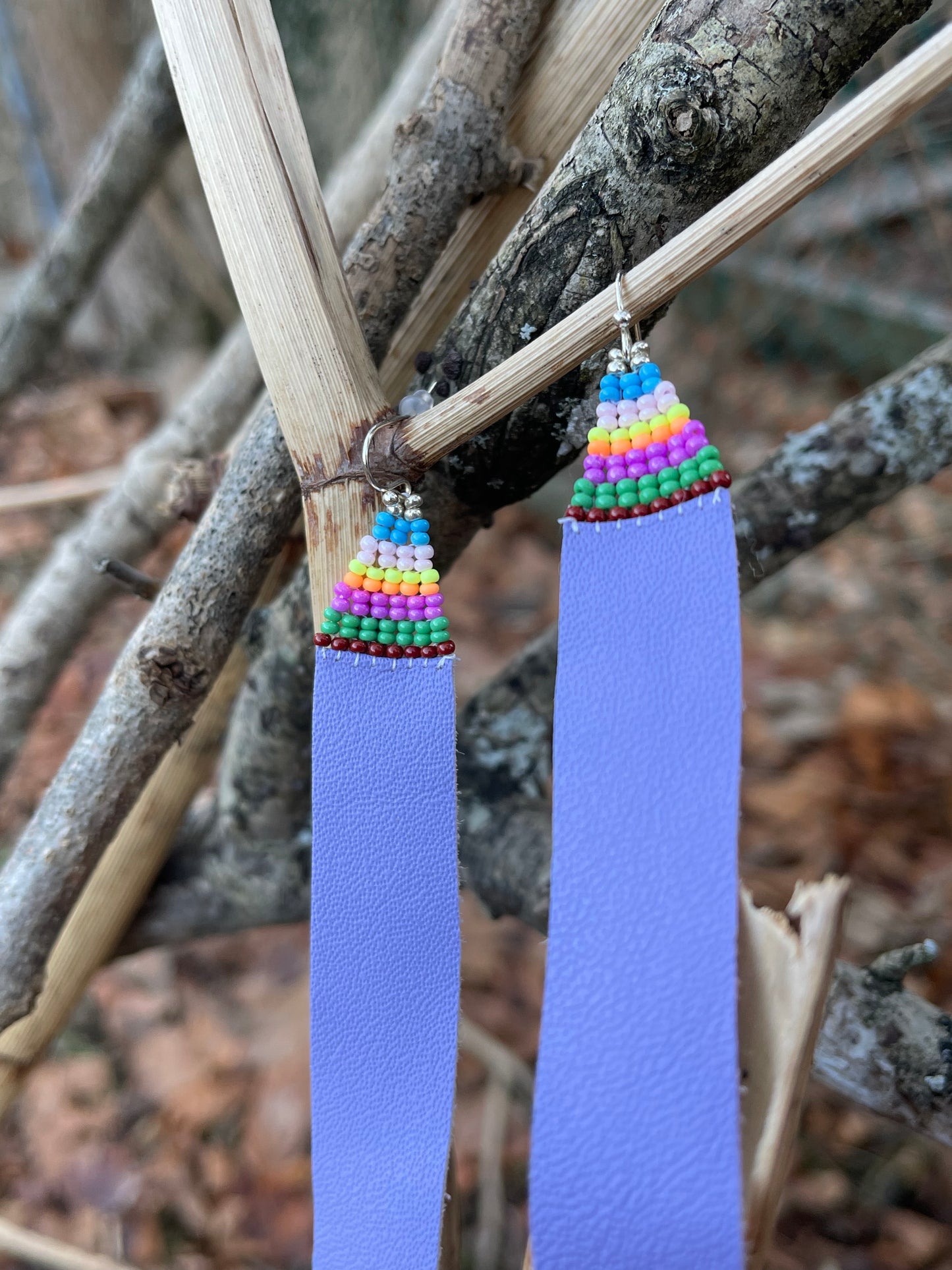 Lilac leather earrings