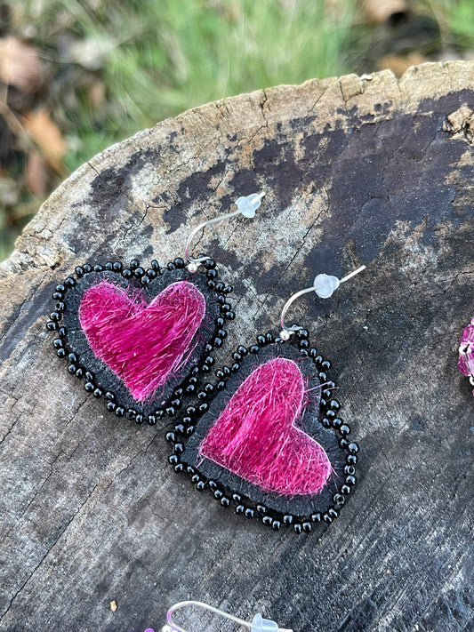 Sealskin heart earrings