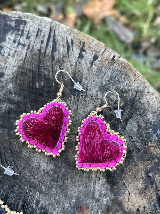 Sealskin heart earrings