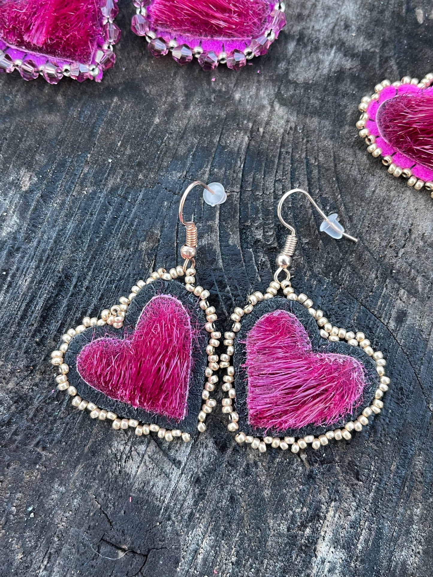 Sealskin heart earrings