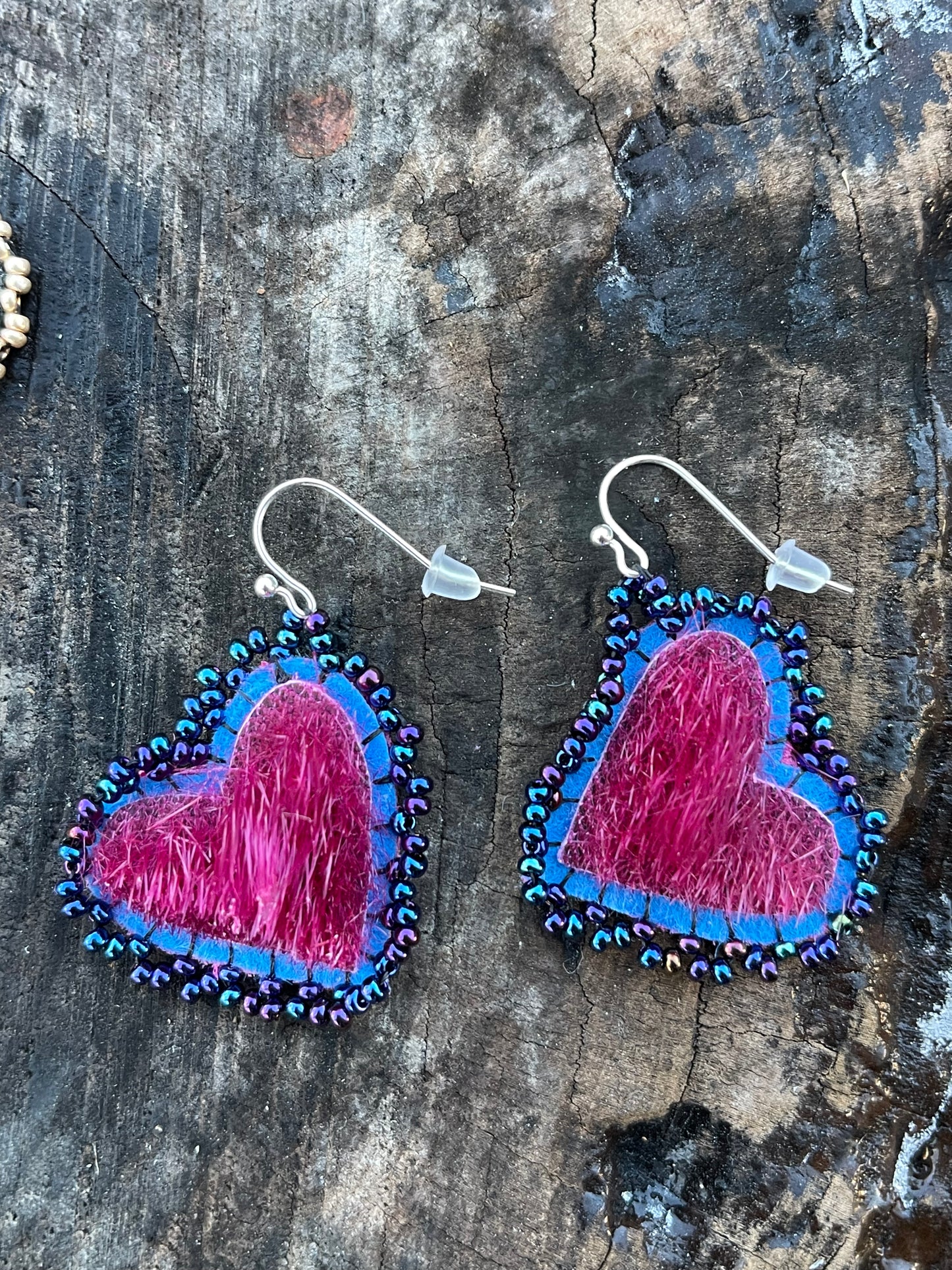 Sealskin heart earrings