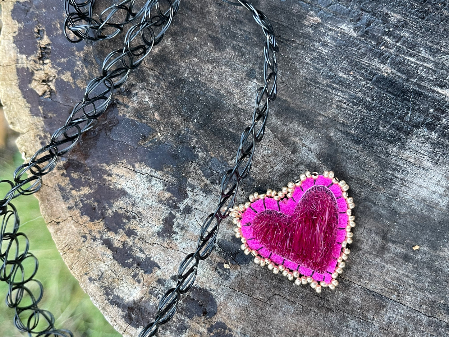 Sealskin heart choker