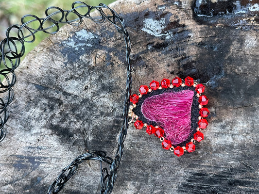 Sealskin heart choker