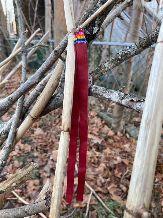 Red leather earrings