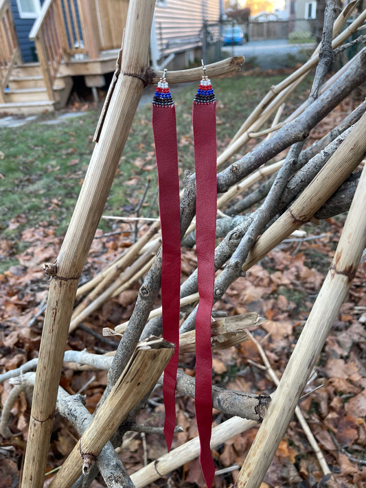 Red leather earrings