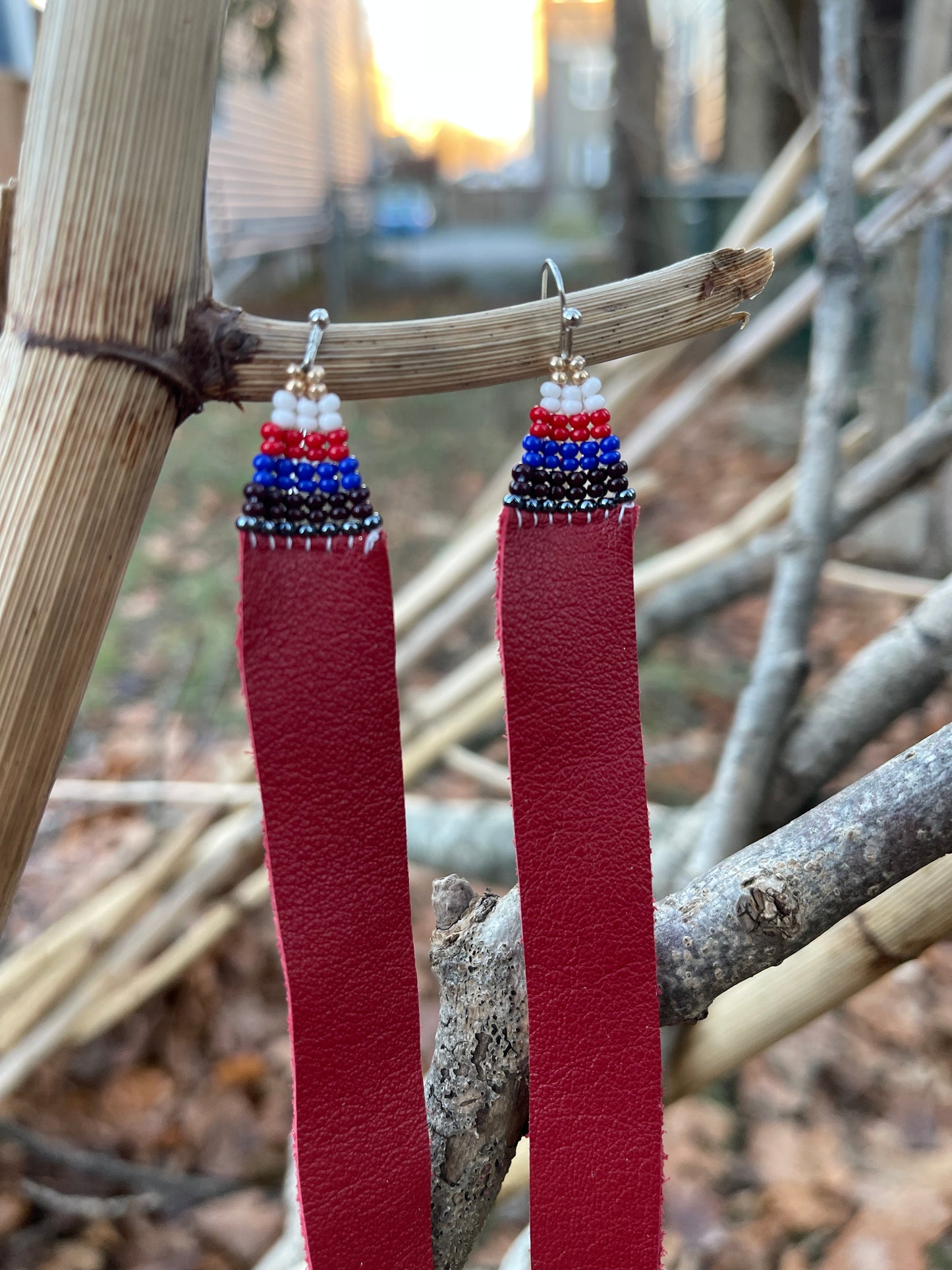 Red leather earrings